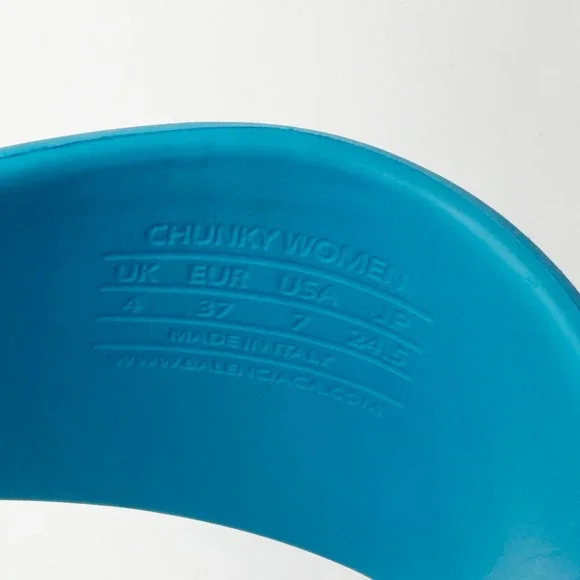 Balenciaga Blue Platform Rubber Slides Sandals Pool Beach Logo Sz 7 Women's - Picture 9 of 9